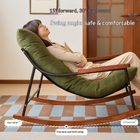 Fauteuil à bascule vintage individuel avec structure métallique, rembourrage doux, luxe pour salon et balcon, idéal pour la location, sans assemblage