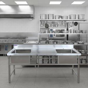 Lavello Commerciale CFT in Acciaio Inox 304, Singolo, Doppio o Triplo, con Mobile Integrato per Cucina, Hotel e Uso Domestico - Product Image 1