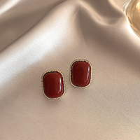 Corea tempera mento retro sencillos pen dientes rojos francés elegante estilo barroco pen dientes conjunto femenino