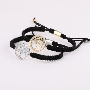 Nouveau Design CZ Life Tree Charm <span class=keywords><strong>Cordon</strong></span> Tissé À La Main Réglable Lucky <span class=keywords><strong>Bracelet</strong></span> Avec Logo JBS12578 - Product Image 1
