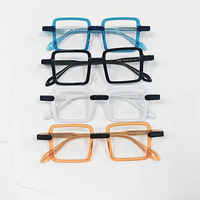 Montures de lunettes à monture complète en acétate mélangé, écaille de tortue translucide pastel, lunettes optiques en plaque solide, vente en gros en vrac, stock disponible