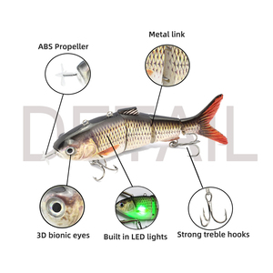 <span class=keywords><strong>Leurre</strong></span> de pêche électronique Swinbait à lumière LED rechargeable par USB Appât de glisse robotique à hélice à 4 joints Appât de pêche dur en ABS - Product Image 3