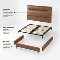 Modernes Komfortables Schwarzes Lederbett mit Stauraum, King/Queen-Size, Montierter Holzrahmen, Schlafzimmer V638, 1 Jahr Garantie