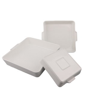 Cacerola de cerámica rectangular grande ecológica para horno, juego de gres, asas dobles, lasaña de porcelana, sartenes para hornear - Product Image 5