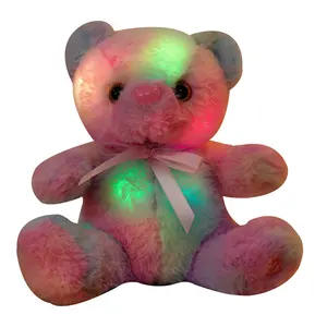 गर्म बेच रंगीन विशाल विशाल टेडी भालू ऊपर प्रकाश का नेतृत्व किया थोक मूल्य उपहार भरवां आलीशान खिलौने बड़े टेडी भालू