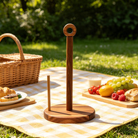 Porte-serviettes en bois massif en acacia poli à la main, avec base antidérapante, pour comptoir de cuisine
