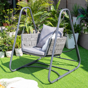 Moda moderna doppio PE Rattan esterno portico terrazza sedia a dondolo in Rattan con schienale in Rattan balcone appeso altalene - Product Image 2