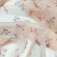 Tissu en mousseline imprimé floral pour filles et garçons, robe légère 100 % polyester pour femmes, tissu à bretelles pour le printemps et l'été