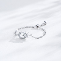 Harga grosir pabrik Hypoallergenic cincin perak Sterling 925 cincin perhiasan bulan dan bintang yang dapat diubah untuk wanita