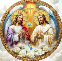 Quadro Rotondo Religioso Sacro con Gesù, Stampa a Olio, Decorazione da Tavolo, Artigianato in Resina, Souvenir Regalo - Offerta Speciale
