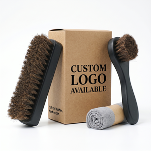 Brosse à chapeau en bois brun à poils doux en crin de cheval, ensemble écologique pour chapeaux Fedora en laine, manteaux en cachemire, costumes, casquettes, anti-poussière et anti-bouloches - Product Image 1