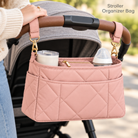 Sac de rangement pour poussette en nylon imperméable personnalisé pour les courses, les voyages, multi-poches, facile à nettoyer, sangles réglables
