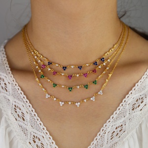 Di modo stunning colorful gioielli In Oro riempito rosso <span class=keywords><strong>blu</strong></span> bianco verde triangolo stazione della cz di fascino della cz della collana nuovo - Product Image 2