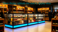 Vitrine en verre avec éclairage LED RGB et cadre en aluminium noir pour figurines, bijoux, lunettes de soleil. Étui de présentation multifonctionnel pour cartes à collectionner