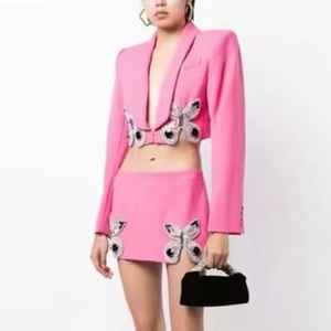 Conjunto <span class=keywords><strong>de</strong></span> Dos Piezas Casual <span class=keywords><strong>y</strong></span> Sexy para <span class=keywords><strong>Mujer</strong></span>, Estilo Urbano, Moderno, con Adornos <span class=keywords><strong>de</strong></span> Mariposas <span class=keywords><strong>y</strong></span> Cuentas, Blazer Ajustado hasta la Rodilla <span class=keywords><strong>y</strong></span> <span class=keywords><strong>Falda</strong></span>, <span class=keywords><strong>Traje</strong></span> <span class=keywords><strong>de</strong></span> <span class=keywords><strong>Chaqueta</strong></span> <span class=keywords><strong>y</strong></span> <span class=keywords><strong>Falda</strong></span> a la Moda - Product Image 3