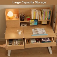 Bureau d'apprentissage ergonomique en bois écologique pour enfants, inclinable de 0 à 50°, réglage manuel de la hauteur, avec étagère et tiroir