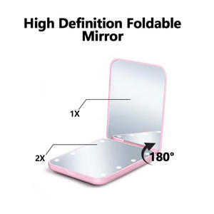 Miroir de maquillage LED pliable compact avec logo de marque privée, avec cadeau promotionnel, miroir portable - Product Image 4