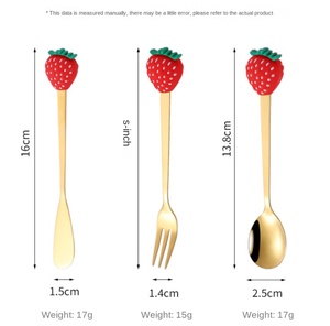 HPC0101 Fabricación experta de acero inoxidable, cuchara y tenedor creativos y bonitos para café/té/postres, cuchara y tenedor de dibujos animados, tenedor para frutas - Product Image 6
