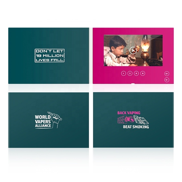 Usingwin Linen-bound 7" LCD Video Brochure with A5 Size for Wedding & Business Use