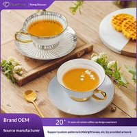 Ensemble tasse à café et soucoupe en céramique de Jingdezhen, tasses en porcelaine haut de gamme, luxe léger, 200 ml, cadeau idéal pour le thé de l'après-midi pour les collègues