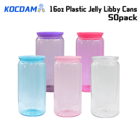 KOCDAM USA Warehouse Gobelet réutilisable en plastique acrylique sans BPA de 16 oz, type canette de soda/bière, pour boissons froides, avec couvercle et paille, pour films UV DTF