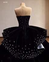 Robe de bal classique en velours noir QUEENSGOWN, robe de soirée bouffante ornée de cristaux brillants, dos lacé