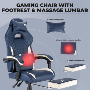 Chaises de Gamer Bleues en Gros au Meilleur Prix - <span class=keywords><strong>Black</strong></span> <span class=keywords><strong>Friday</strong></span> - Angle Réglable - Pivotant à 360 Degrés - Chaise de Jeu avec Repose-Pieds - Product Image 1