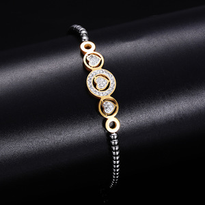 <b>Adjustable</b> Diamond Heart Bead <b>Bracelet</b> Steel And <b>Gold</b> Women's Everyday Wear Jewelry - Product Image 3