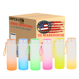 Sublimación en blanco Color mezclado Esmerilado Gradiente Botella de agua Vaso EE. UU. Almacén Venta al por mayor Envío <span class=keywords><strong>gratis</strong></span> 17oz Caja blanca - Product Image 1