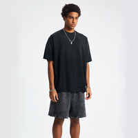 T-shirts surdimensionnés 250 GSM délavés à l'acide, effet usé, avec logo personnalisé, style streetwear, en coton, à manches courtes, imprimés, pour hommes