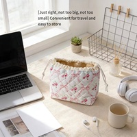 Sac de maquillage matelassé en toile tendance, nouveau, vente en gros d'usine, simple, portable, pour femme, avec impression mignonne, sac cosmétique à cordon de serrage TWGZ