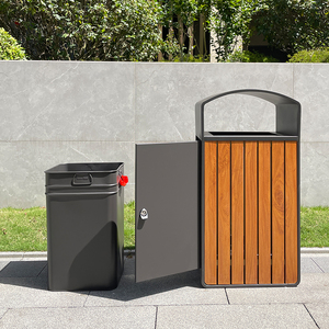 Ngoài Trời Thương Mại Tái Chế <span class=keywords><strong>Bin</strong></span> Bền Thép Không Gỉ Kim Loại Khung Và Gỗ Trang Trí Thùng Rác Có Thể Khóa Chất Thải <span class=keywords><strong>Bin</strong></span> Nhà Sản Xuất - Product Image 3