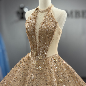 Robes de soirée scintillantes dorées à paillettes et perles pour Quinceañera 1562 - Product Image 5