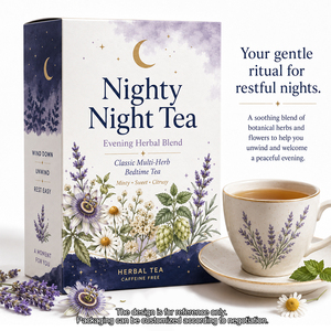 Té de Noche con 6 Hierbas Botánicas |   Sabor Cítrico Dulce con Toque de Menta, Verbena de Limón y Flor de Tilo |   Marca Privada OEM - Product Image 2