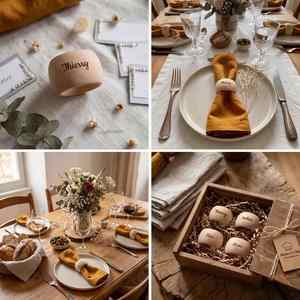 Rustic Wooden Rings, Custom Engraved <b>Name</b> Napkin <b>Holders</b> for Wedding <b>Tables</b> Decor, Party Gifts, Guest Favors - Product Image 5