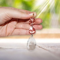 Lustre en verre transparent 2 pièces 14mm + 38mm, perles octogonales de lustre en cristal, pendentif pour couvercle de gouttelettes lumineuses, décoration d'arbre de mariage
