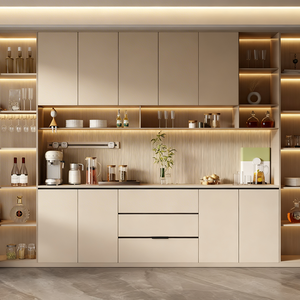 Cremefarbene Moderne Modulare Kücheninsel mit Essbereich und seitlichem Stauraum, Robust, Langlebig, Einfache Montage, Anpassbar, Großmengenlieferung Möglich - Product Image 2