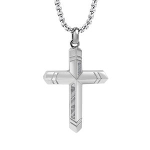 Joyería de meteorito Tizti, venta al por mayor, <span class=keywords><strong>collar</strong></span> de meteorito de piedras preciosas naturales con incrustaciones de Cruz de acero inoxidable, <span class=keywords><strong>collar</strong></span> con colgante para hombre - Product Image 2