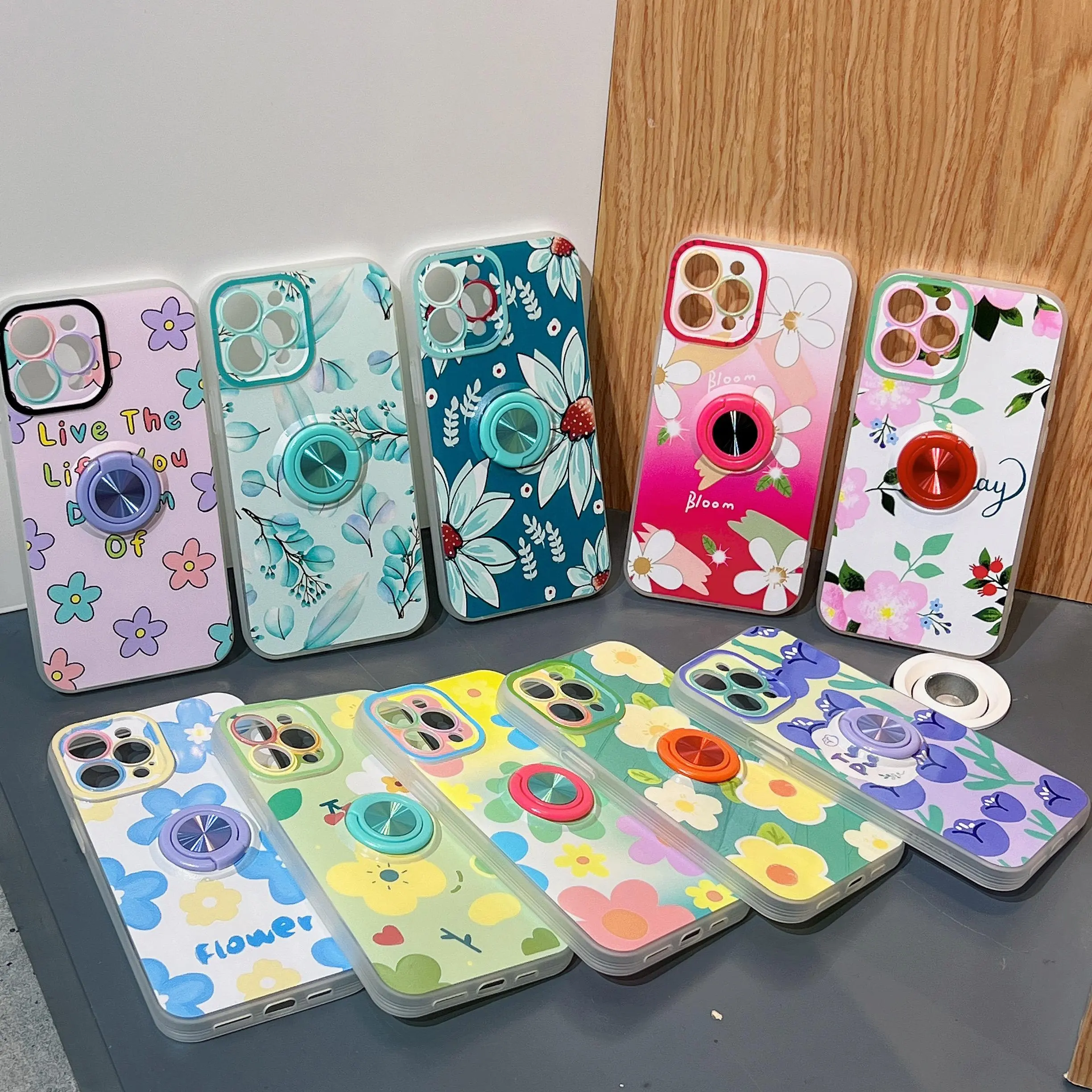 Nieuwe Oem Print Case Con Soporte Cover Ring Houder Tpu Fundas Movil Protector Forros Carcases Celulares Voor Iphone