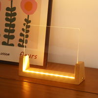 Lampe de table rechargeable par USB, veilleuse à batterie, cadre en acrylique LED, lampe en bois massif, lampe DIY pour enfants
