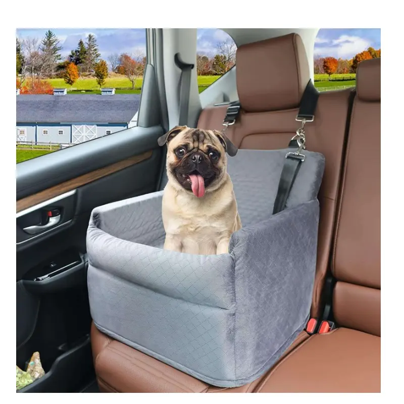 Siège d'auto pour chien Seau pour animaux de compagnie Siège rehausseur de voiture Lit pour chiens Sécurité et confortable Détachable et lavable