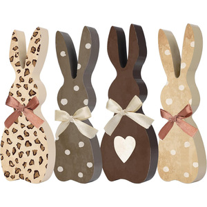 Wooden Easter Bunny Tray Decoration MDF Handmade Indoor Table Centerpiece For Easter - Product Image 2