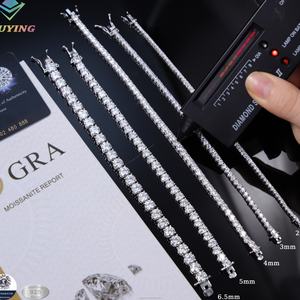 Pulsera de Cadena de Tenis con Moissanita VVS de 2 mm, Chapada en Oro Amarillo de 18 Quilates y Plata 925, para Joyería Hip Hop - Product Image 5