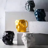 Tasse à café en céramique créative en forme de tête de David 3D, avec logo personnalisé, idéale pour cadeau, maison ou café (vente en gros)