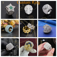 Bagues personnalisées en gros, bijoux hip-hop raffinés pour hommes, testées au diamant, bague personnalisée, bague en moissanite glacée VVS