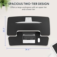 Convertisseur de bureau debout de 35 pouces, réglable en hauteur, bureau assis-debout, rehausseur de bureau, poste de travail informatique avec plateau pour clavier