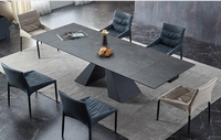 Ensemble de table à manger ronde de luxe extensible en céramique, mobilier de salon moderne et luxueux