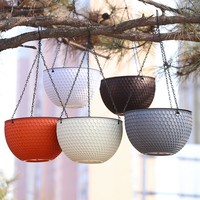 Maceta Colgante de Plástico Imitación Mimbre para Plantas Suculentas, Maceta Colgante con Autorriego para Orquídeas, Maceta Colgante Tipo Panal de Abeja