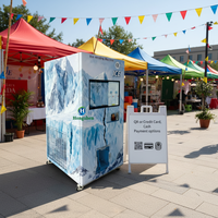 Distributeur automatique de glace en sacs commercial à écran tactile 32 pouces en libre-service avec options, acceptant les pièces, QR, jetons mobiles et intégration TPV