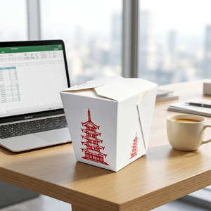 Contenitori in Carta per Asporto Cinese di Grado Alimentare con Manico a Chiusura per Catering e Consegna di Cibo - Product Image 1